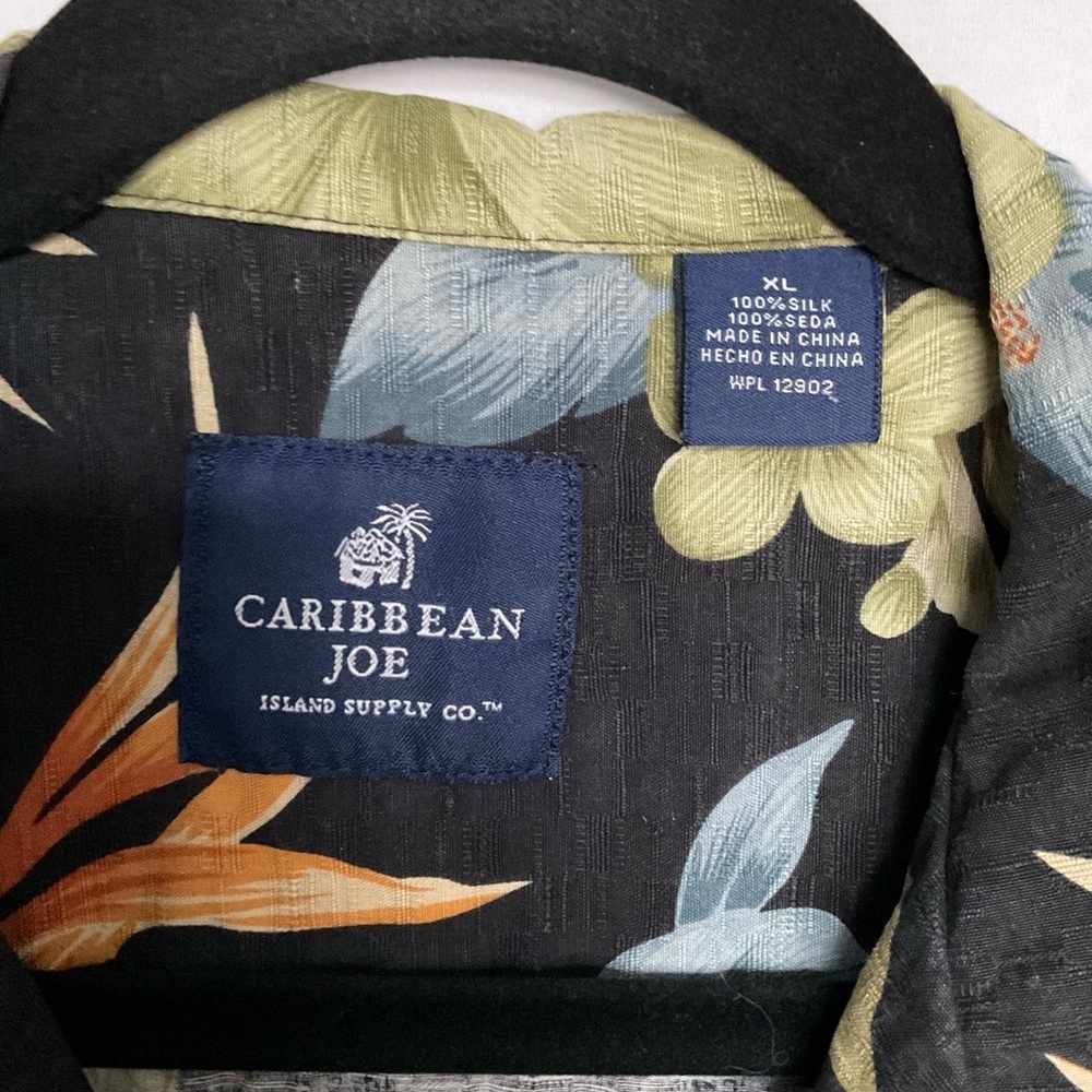Caribbean Joe Black and Green Casual Button Down Shirt - Picture 4 of 8